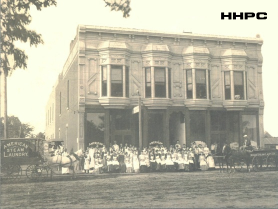 American Steam Laundry - 121-127 W. Sherman - c. 1898. Phone #107 (owners Emmet Hutton &amp; Charles Oswald). Courtesy of the Conard-Harmon Collection.