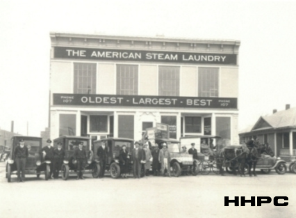 American Steam Laundry - 121-127 W. Sherman - c. 1915. Phone #107. Courtesy of the Conard-Harmon Collection.