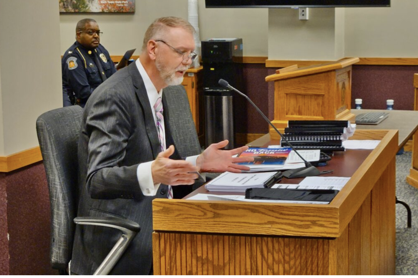 Missouri budget director Dan Haug speaks during the 2024 legislative session to the House Budget Committee. (Rudi Keller/Missouri Independent).