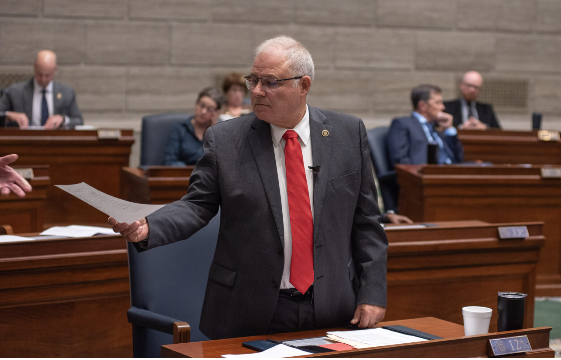 State Sen. Rusty Black, a Republican from Chillicothe, was named chairman of the Senate Appropriations Committee just a few hours after presenting a motion to force a vote on a gerrymandered map of the state's congressional districts. (Annelise Hanshaw/Missouri Independent)