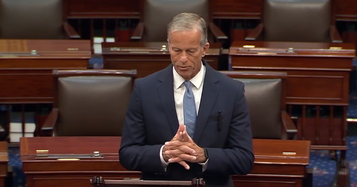 Senator John Thune speaks on the Senate floor attesting to the bulk confirmation.
