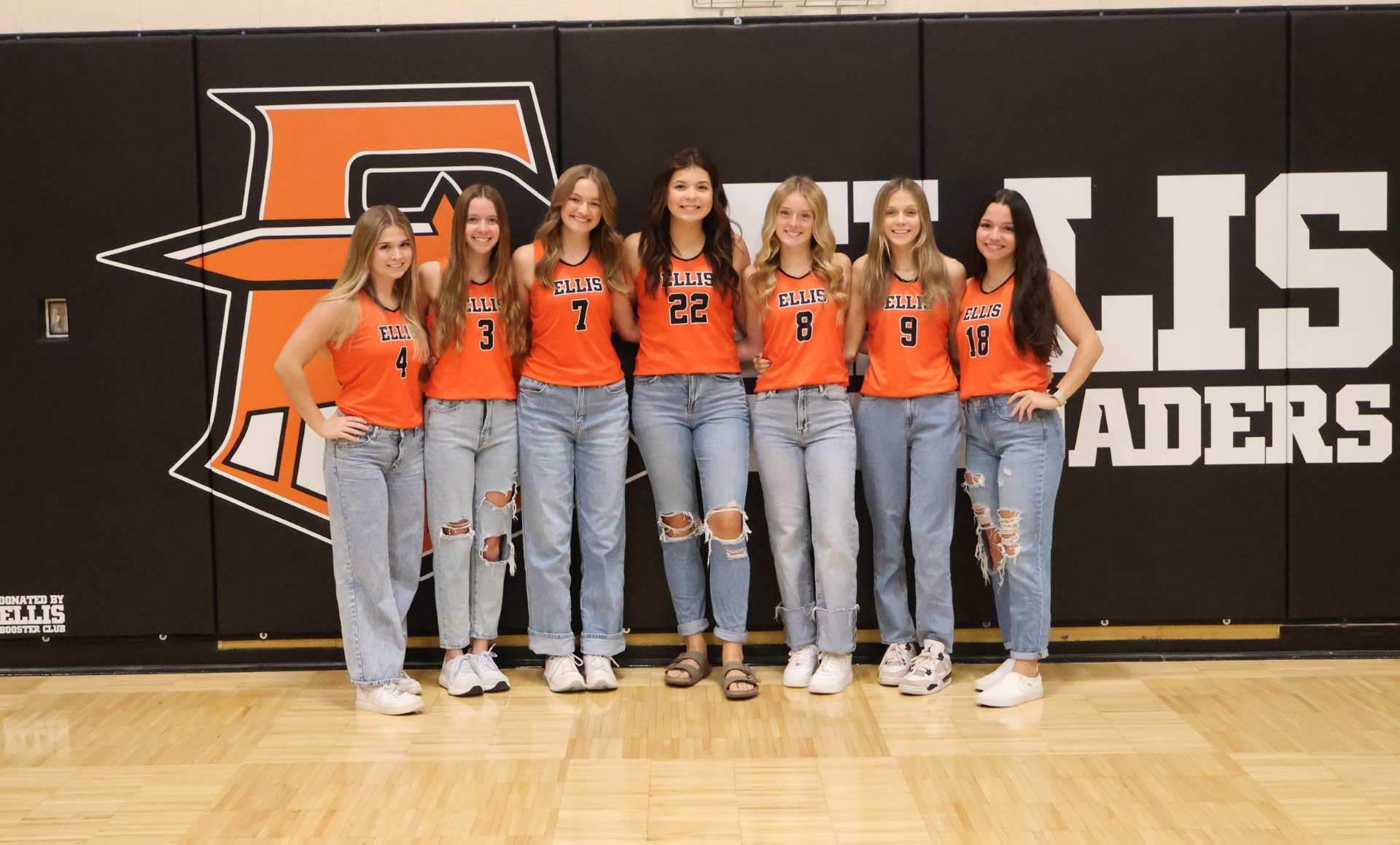 Volleyball seniors are Ashlyn Kroeger, daughter of Matt and Rachael Kroeger; Sienna Schmidt, daughter of Dick and Shannon Schmidt; Eliana Brull, daughter of Steven and Sheresa Brull; Leah Reed, daughter of Darin and April Reed; Payten Burd, daughter of Shaun and Emily Burd; Kia Mader, daughter of Michael and Mindi Mader; Raegan Jimenez, daughter of Javi and Jessica Jimenez. Photo by Ellis High School