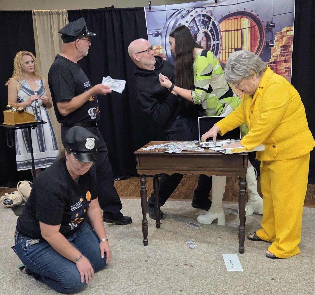 Things don't go as planned in Salina Senior Theatre Project's comedy " Bank Robbery ?" written by local playwright Wally Hitchcock. Courtesy of Bob Sears