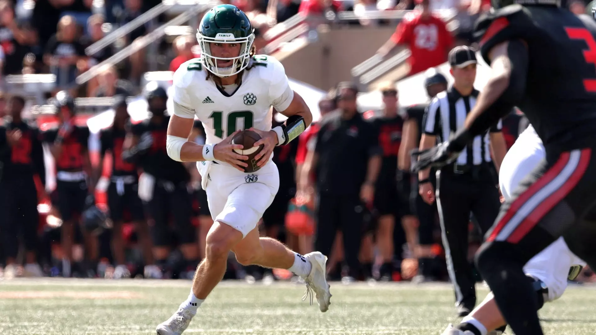 Northwest quarterback Zechariah Owens accounted for six touchdowns as the Bearcats beat UCM 49-32 to stay undefeated in MIAA play/ Photo courtesy of Aaron Hare-Northwest Athletics