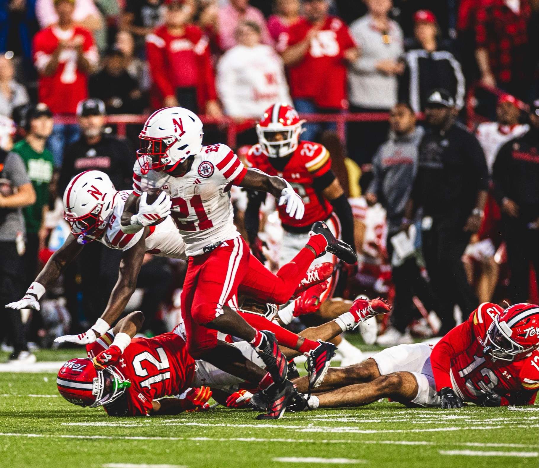 Turnover troubles haunted Nebraska, but the Cornhuskers pulled out a 34-31 win over Maryland on Saturday/ Photo courtesy of Nebraska Football on X
