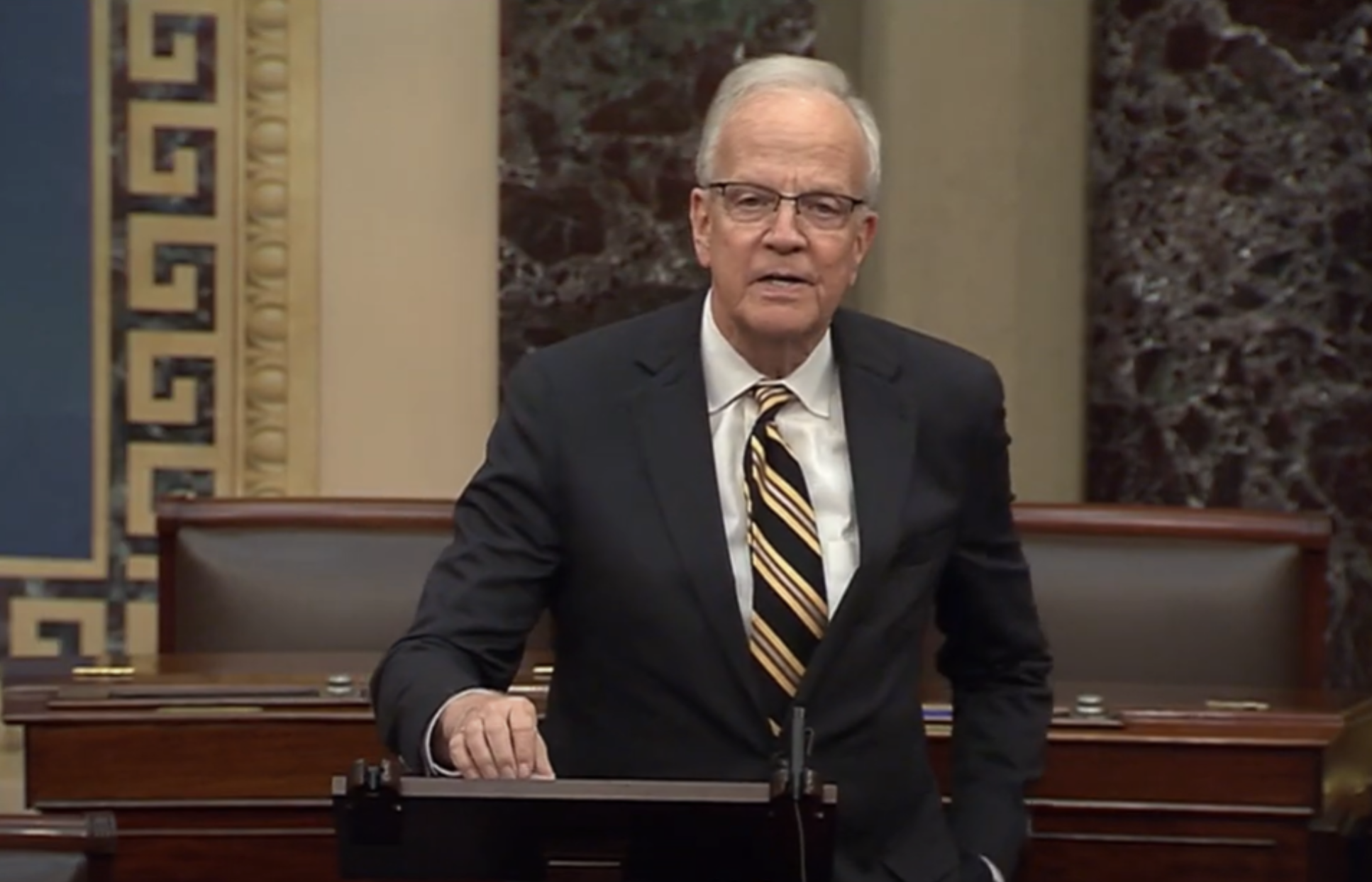  U.S. Sen. Jerry Moran, R-Moran, urged Senate Democrats to end the government shutdown that exacerbates the shortage of air traffic controllers. He argued reopening government would reduce the risk that personnel or equipment failures could lead to an aviation disaster. (Kansas Reflector screen capture of U.S. Senate’s YouTube channel)