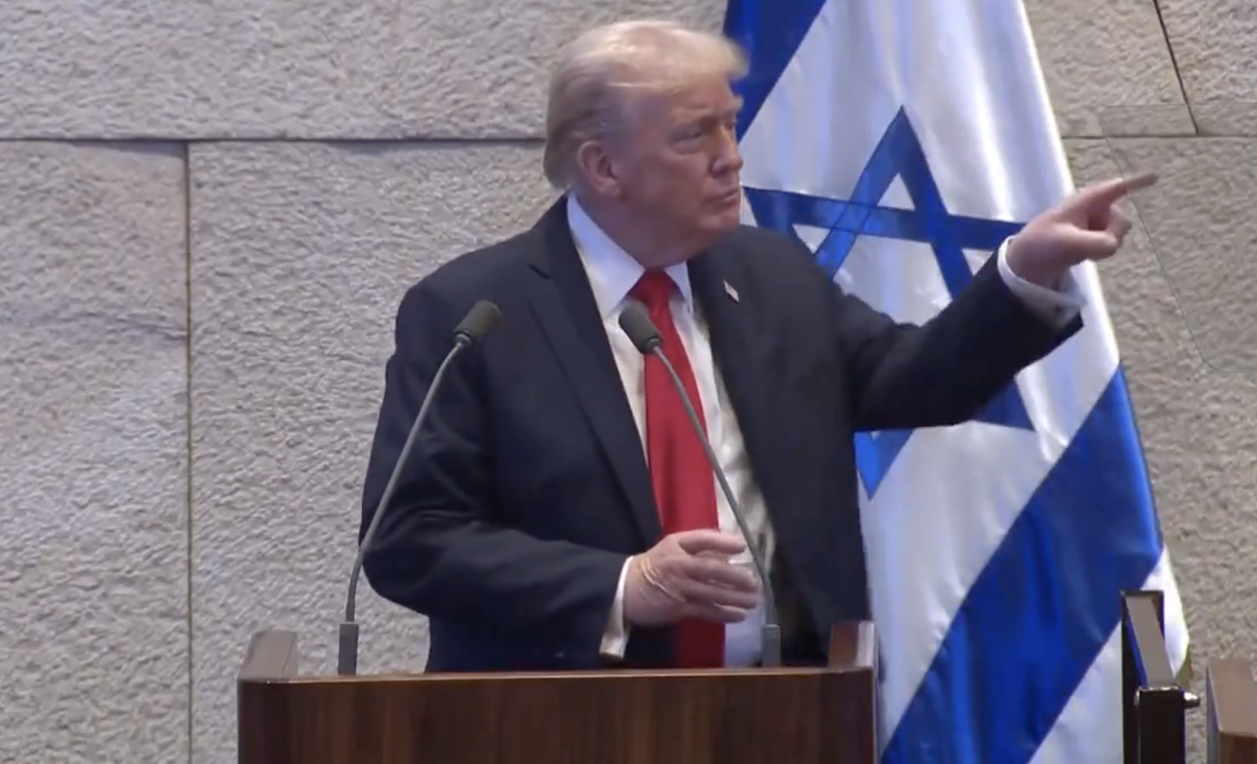 President Trump addressed Israeli lawmakers on Monday-image from White House video