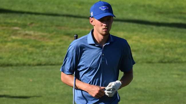 Freshman Ronnie Gibb shoots an even-par 71 in the opening round of the Ryan Palmer Foundation Invitational on Tuesday in Amarillo, TX. (Photo courtesy Brent Seals/West Texas A&M Media Relations)