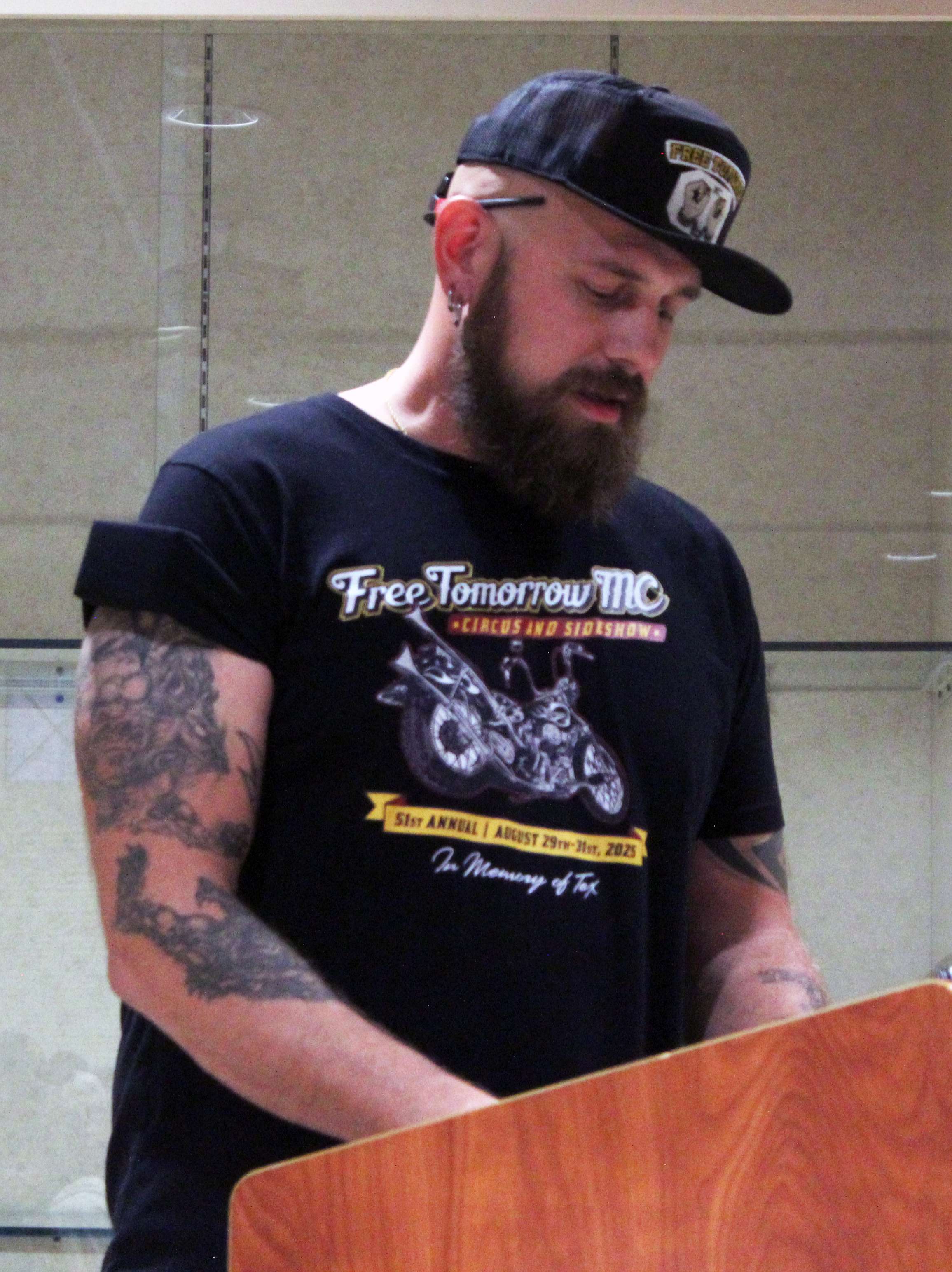 David Koshiol, Hays resident, read from a book titled "Gender Queer" during the Hays Public Library board meeting on Wednesday. He said he opposed that and other books being available in the young adult section of the library.Photo by Cristina Janney/Hays Post