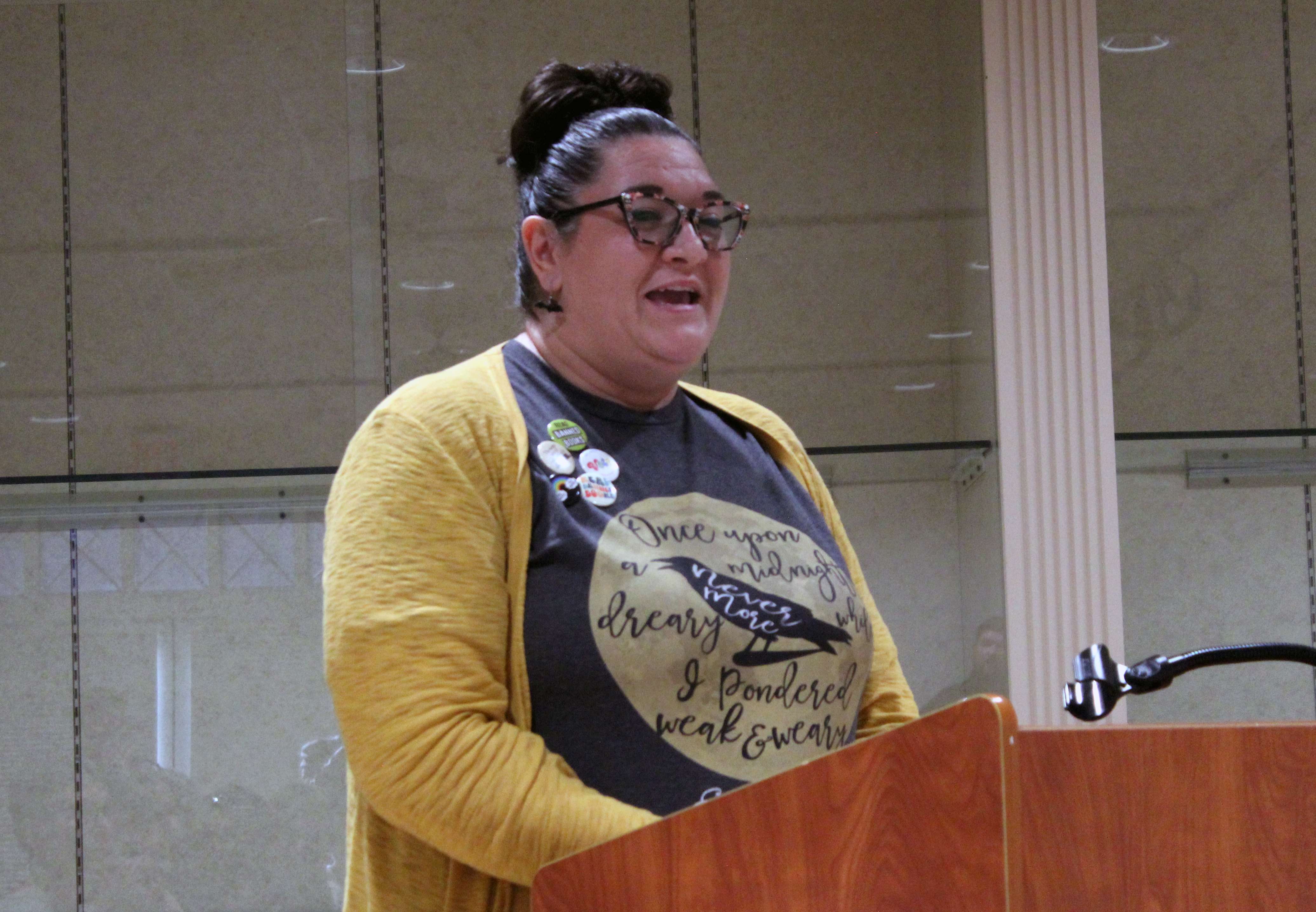 Anna Towns, Hays resident, said she is proud of the library. She said its OK to disagree with books in the library, but she did not support restricting access to those books. Photo by Cristina Janney/Hays Post