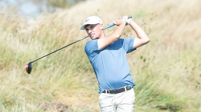 Sophomore Corey Scullion posted three-straight under-par rounds to finish in a tie for fourth in the Ryan Palmer Foundation Invitational on Wednesday in Amarillo, Texas. (Steve Carpenter/Blue Dragon Sports Information)