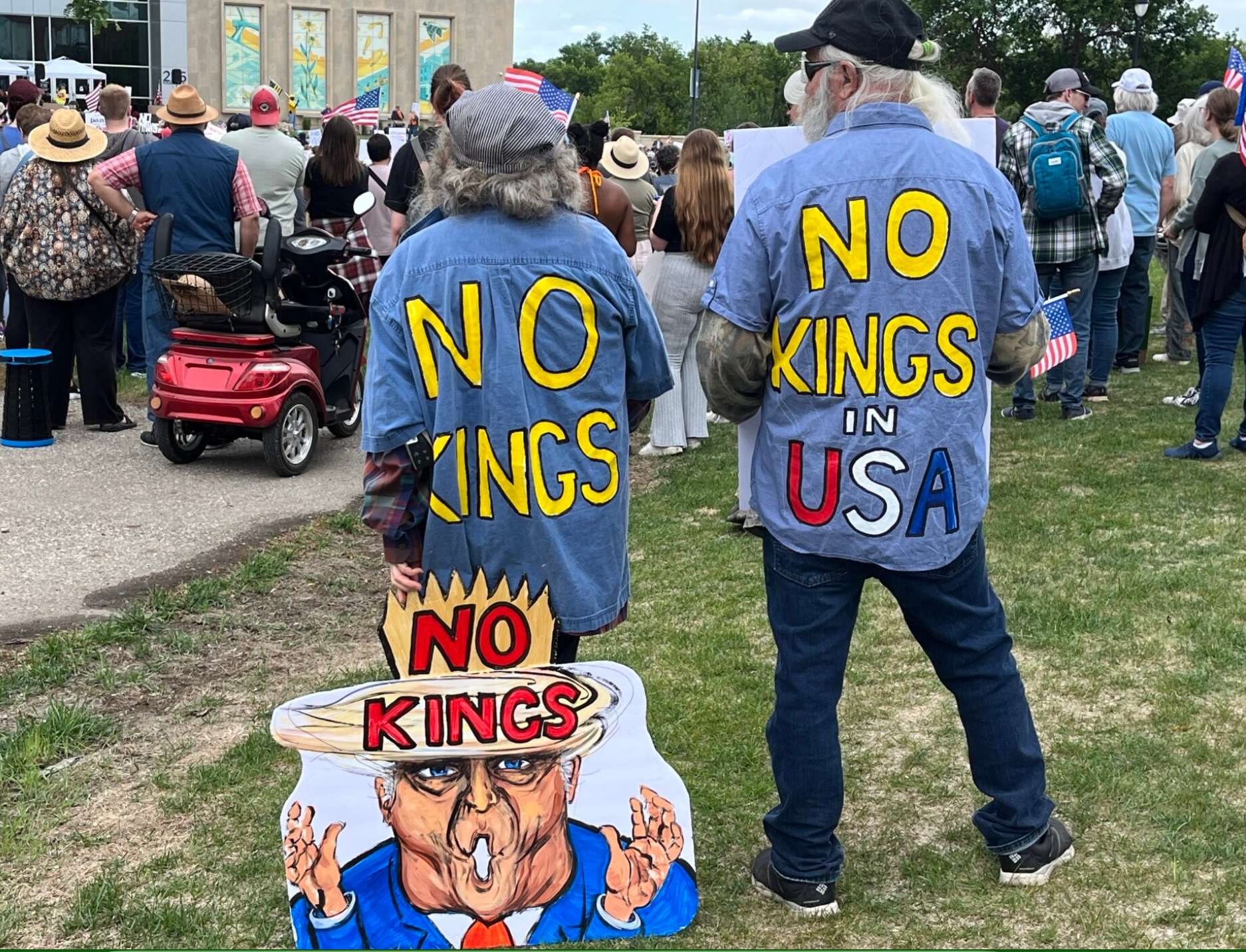 Participants joined the No Kings rally in Fargo, North Dakota, on June 14 (Erin Hemme Froslie/North Dakota Monitor).