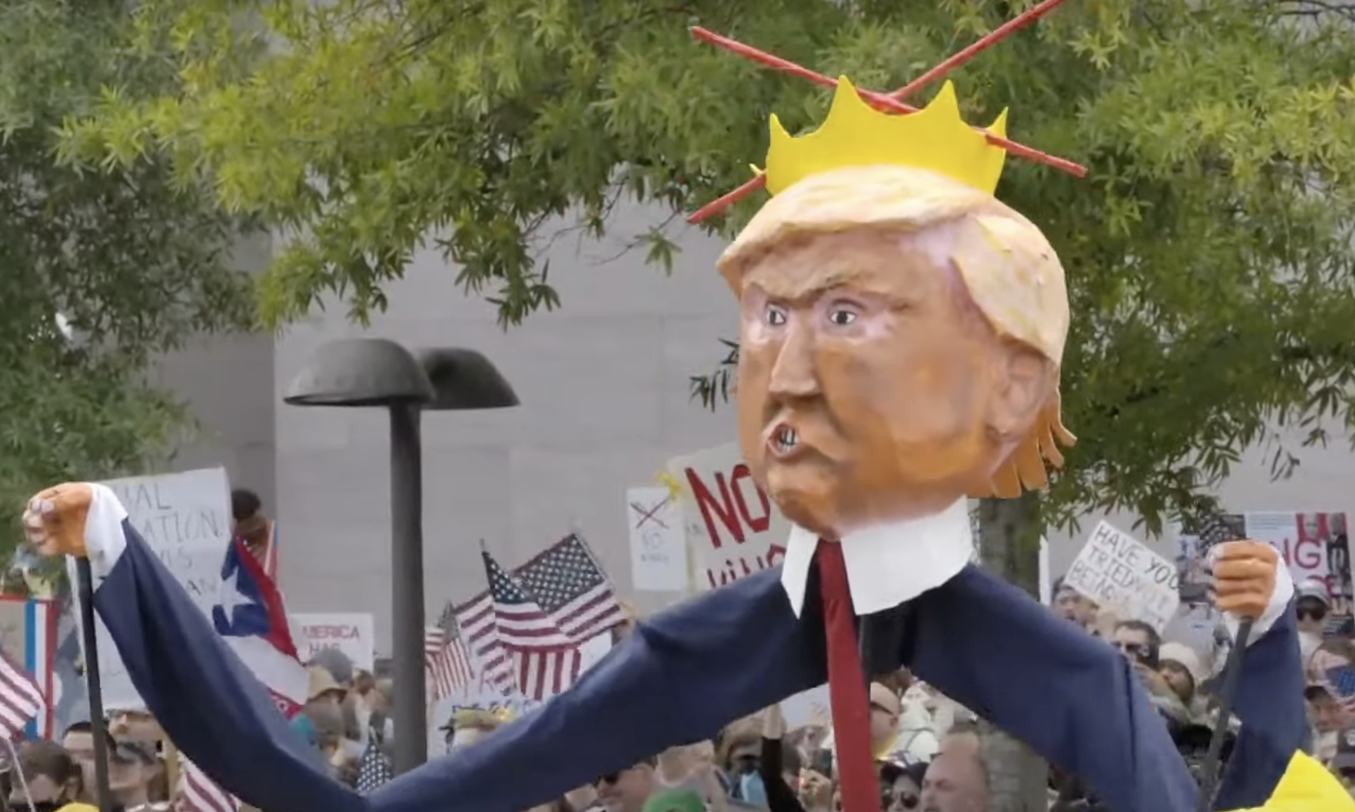 Image from the online video of No Kings Rally in Washington and other locations across the nation