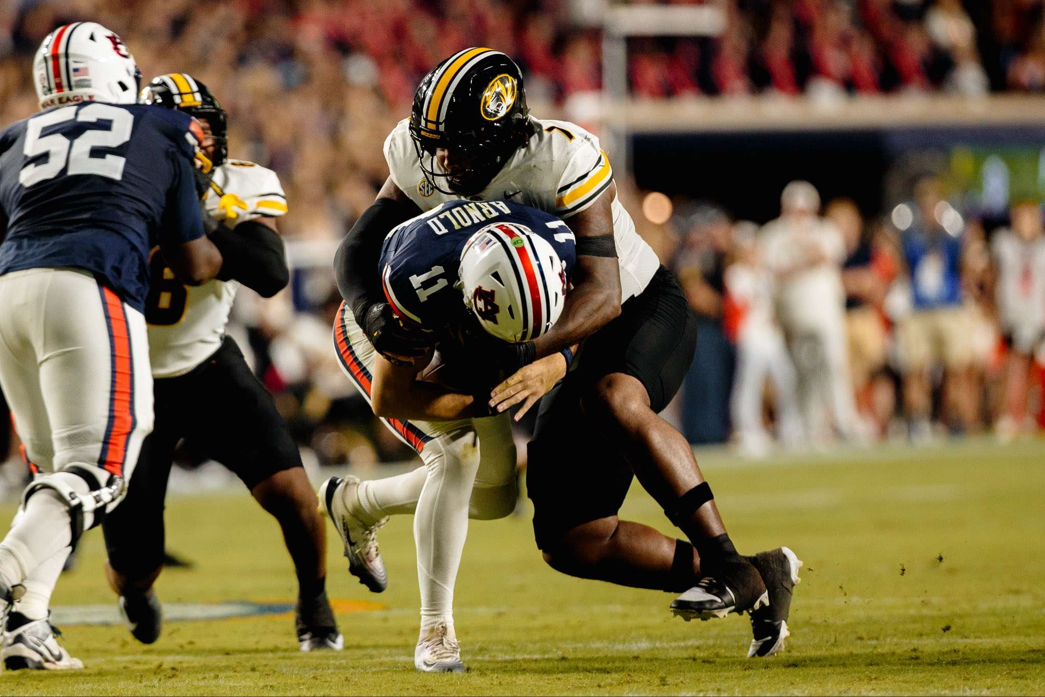 The Missouri Tigers defense came up huge in overtime as Mizzou beat Auburn on the road 23-17/ Photo courtesy of Mizzou Football on X