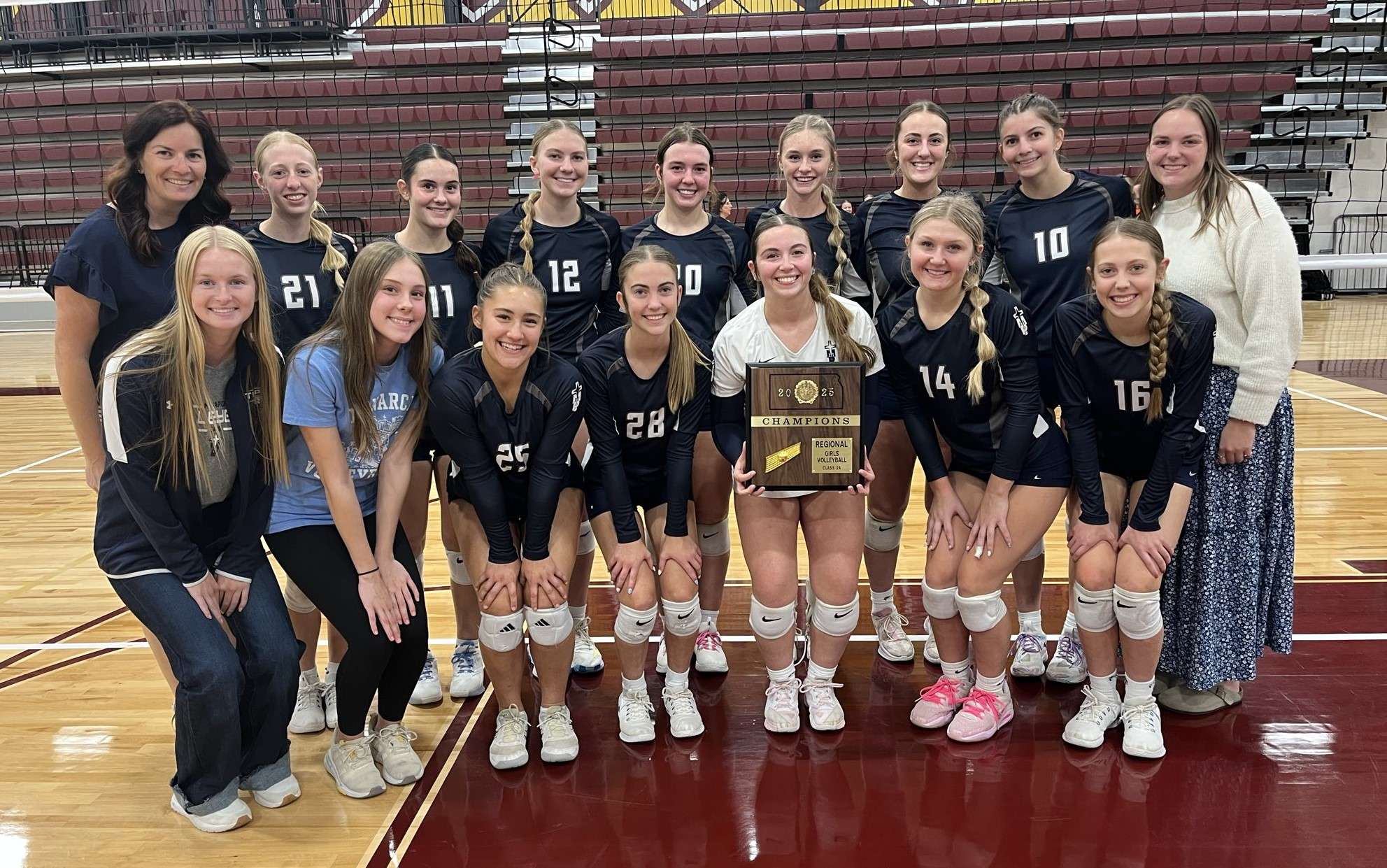 TMP-Marian volleyball after winning their own 2A regional tournament at Hays High School (Courtesy photo)