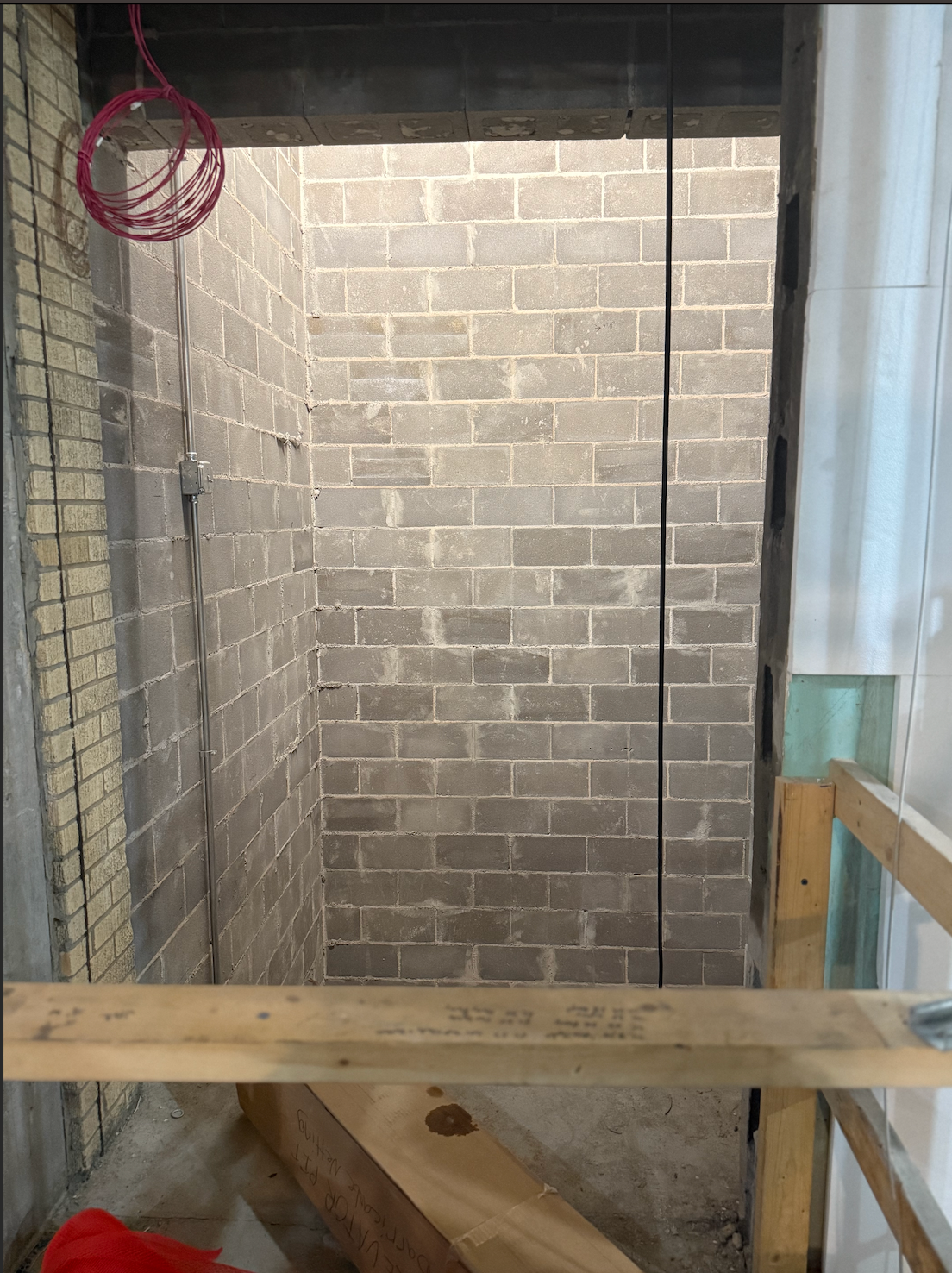 The center will have a separate secure entrance for patients. Patients will enter the center from this private elevator, which is under construction. Photo by Cristina Janney/Hays Post