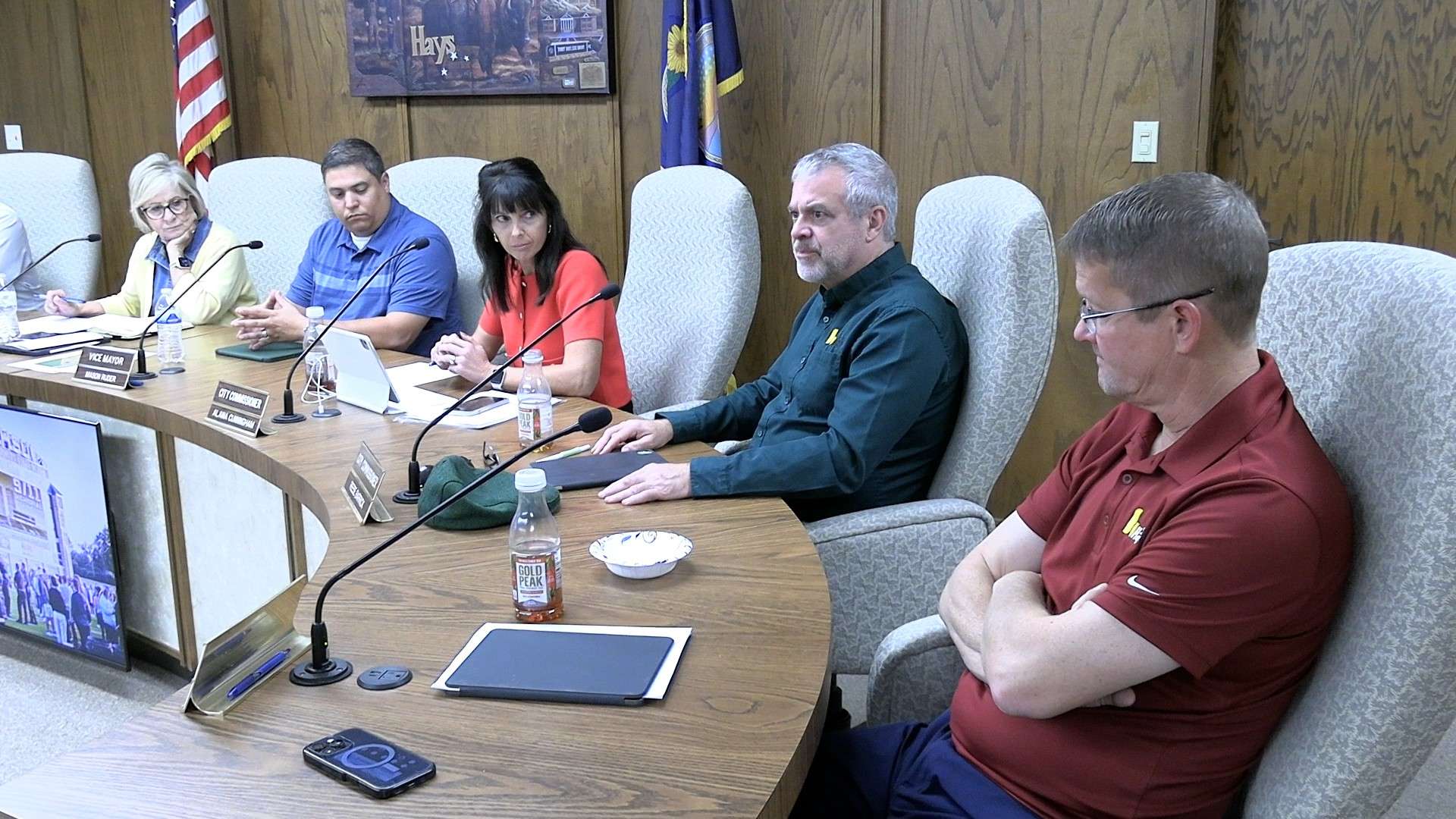 Hays city commissioners at the Oct. 16 work session. Photo by Becky Kiser/Hays Post