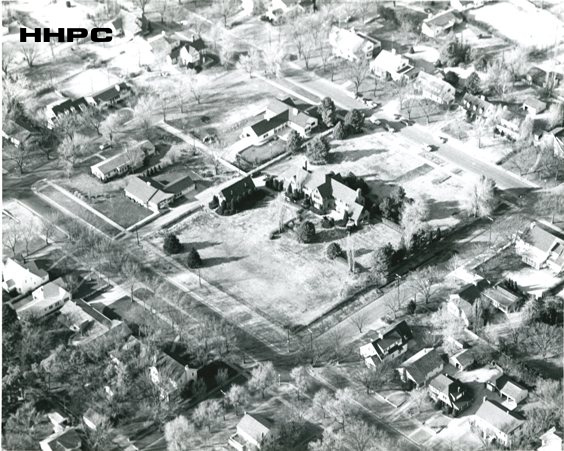 Carey Mansion - Aerial Southeast View - 300 W. 19th & Madison - c. 1950 (before razing) (Charles Carey home in 1930s) (St. Elizabeth's Nursing in 1940s). Courtesy of the Conard-Harmon Collection.