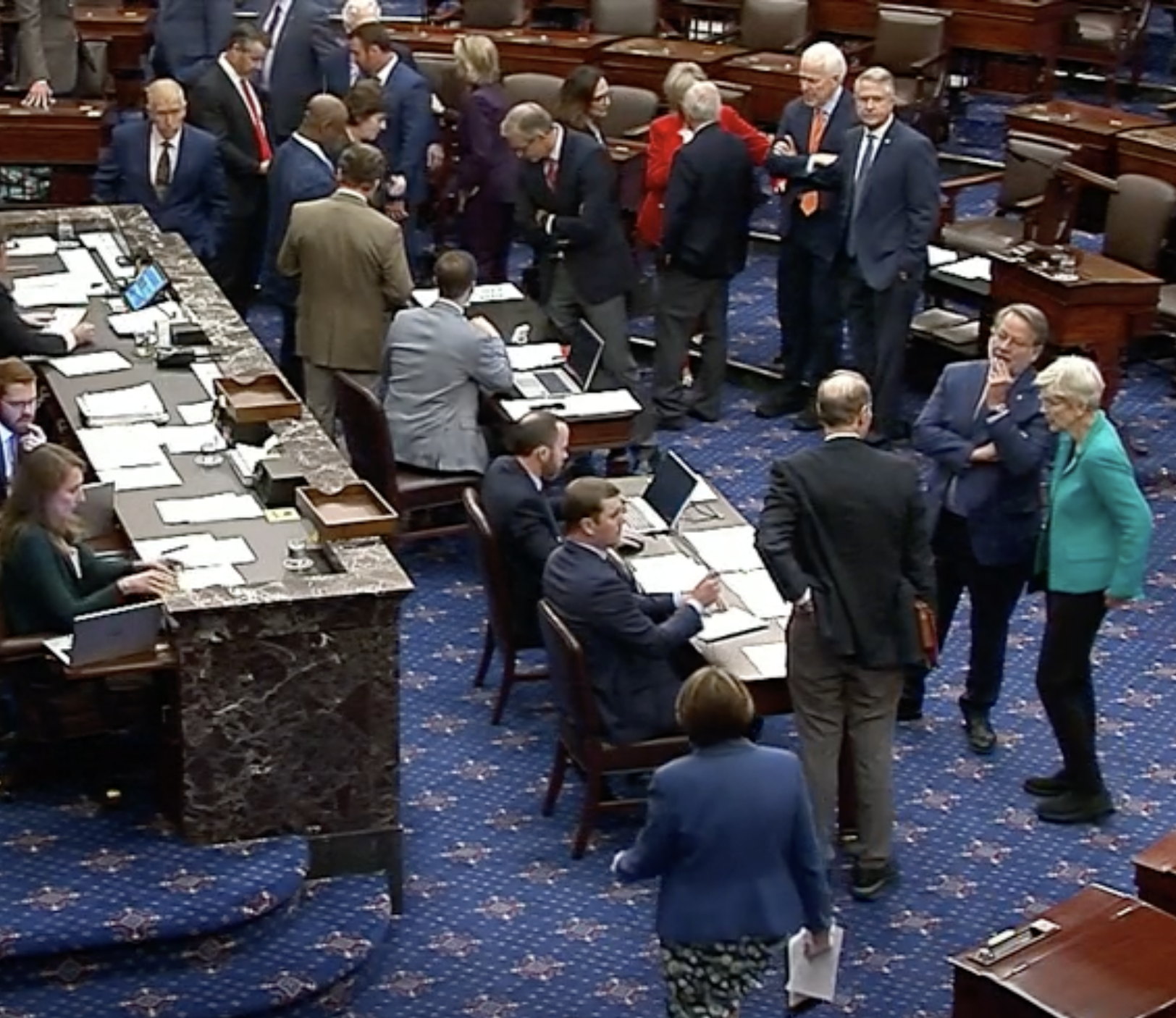 Kansas U.S. Senator Roger Marshall (upper right) during Thursday's vote count in the Senate -image courtesy CSPAN