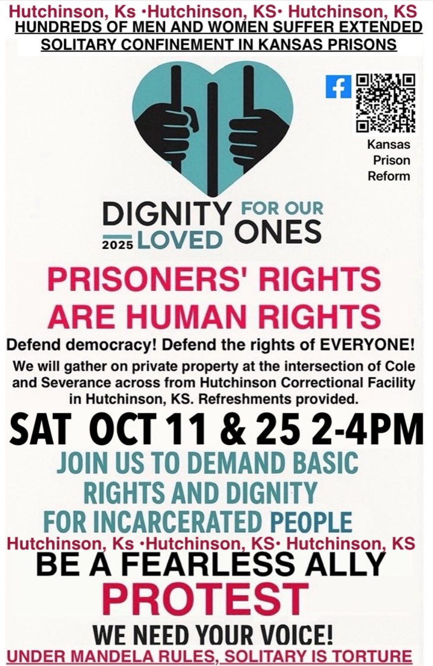 Prisoner's Rights Kansas protest flyer