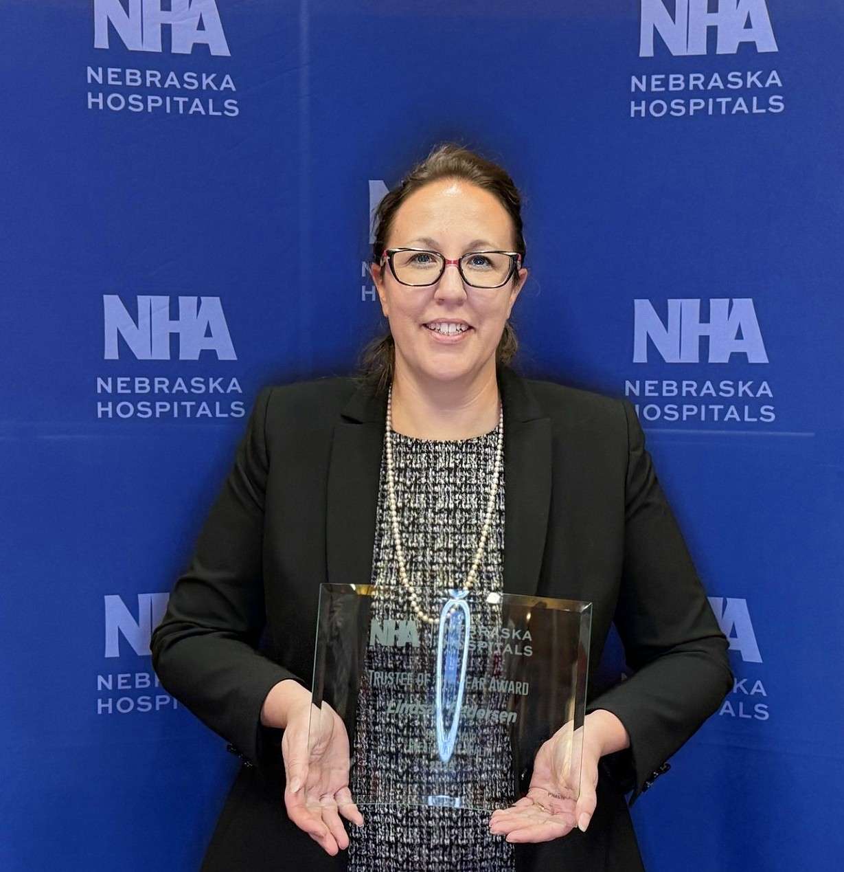 Lindsay Pedersen named Nebraska Hospital Association's Trustee of the Year 2025. (Photo Courtesy Great Plains Health)