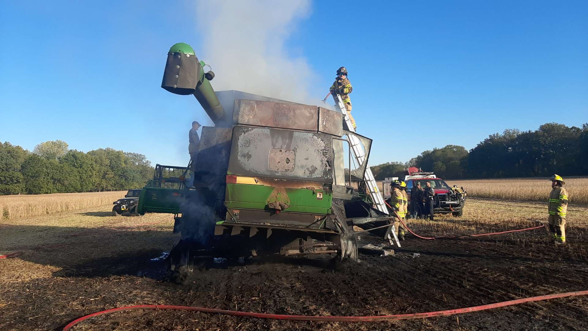 Harvester combine worth $40,000 destroyed after fire in Saline County. Courtesy of Saline Co. Sheriff's Office