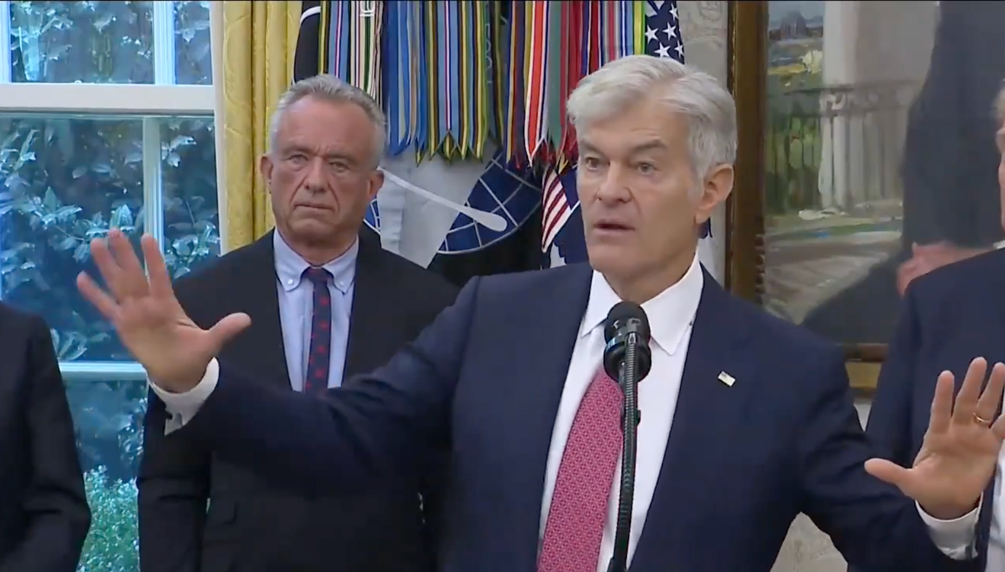 CMS Administrator, Dr. Mehmet Oz during an Oval Office press conference last month -image from White House video