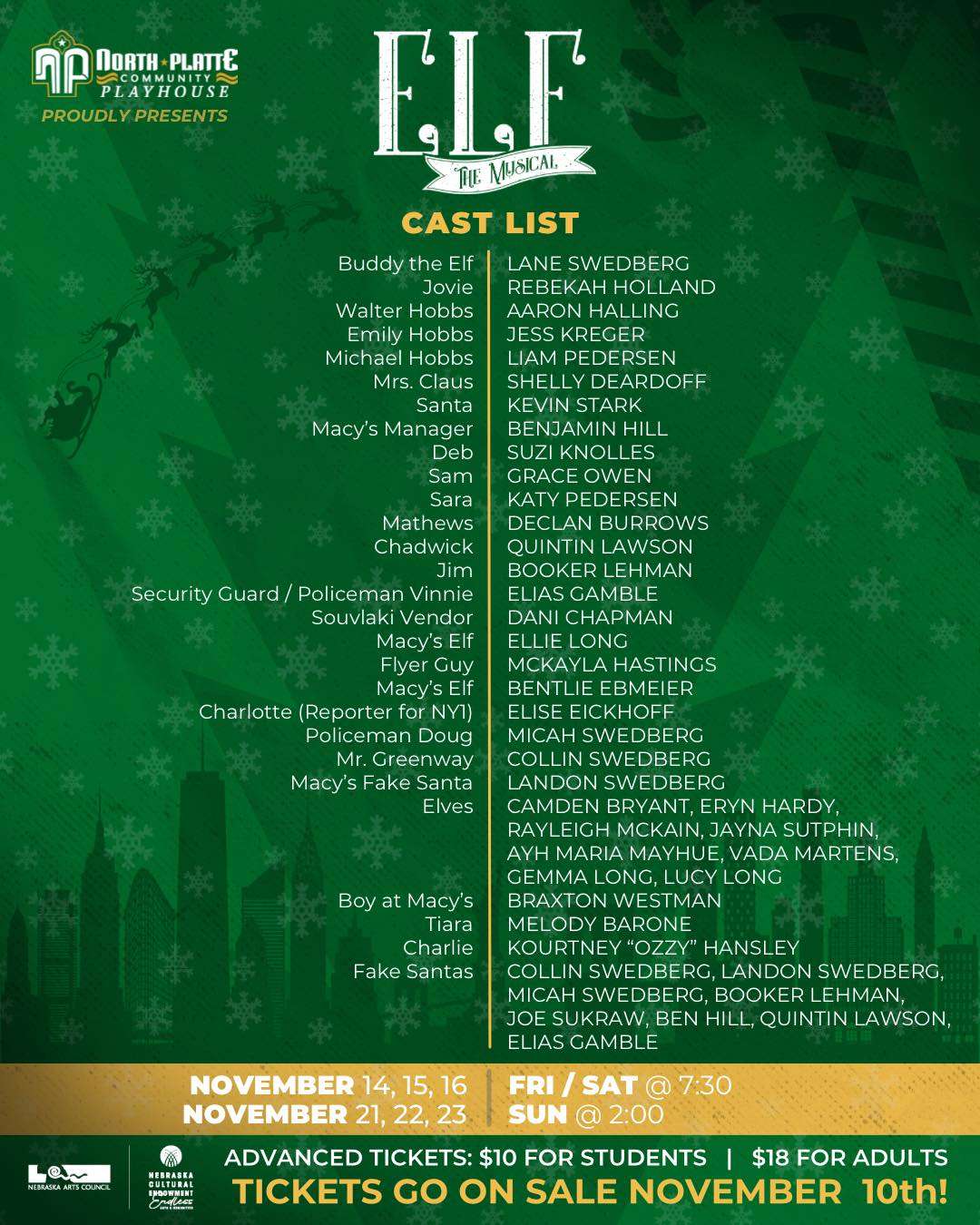 2025 Elf The Musical Cast List 