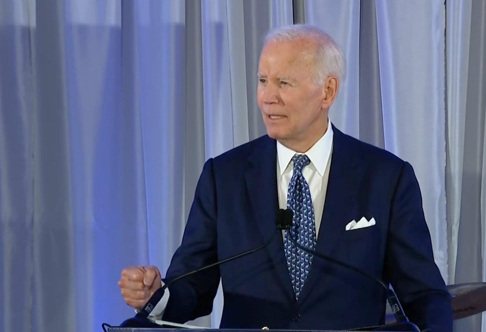 Former President Joe Biden during his speech on Sunday- image courtesy WBZ video