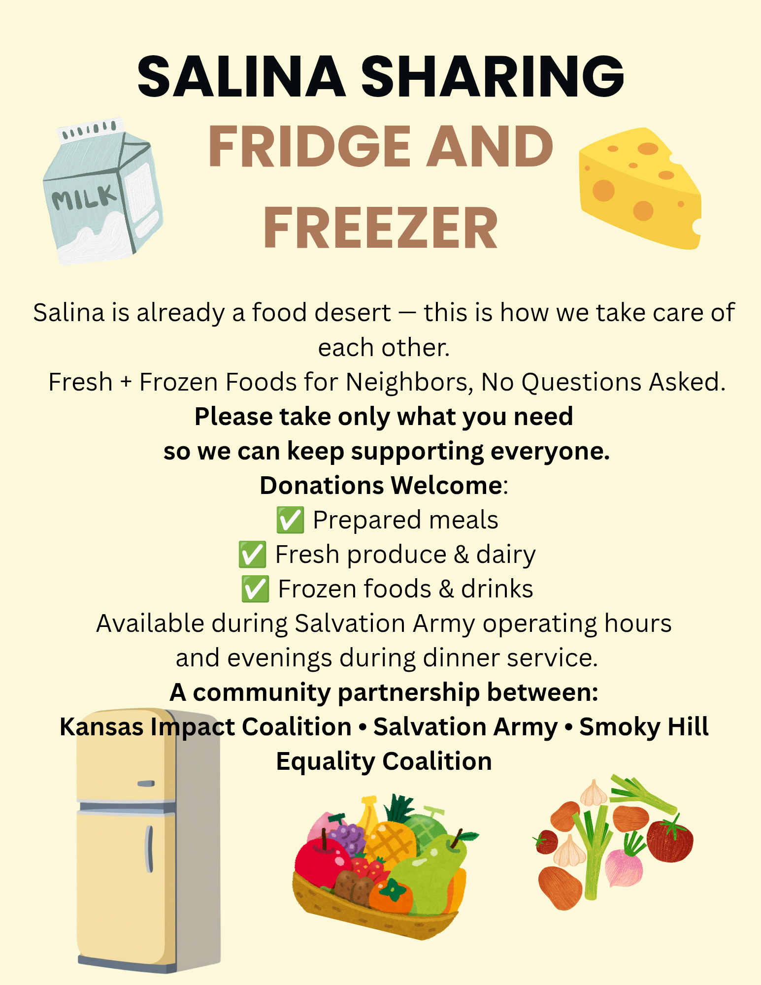 Salina Sharing Fridge and Freezer, local organizations partner to help mitigate food insecurity in Salina. Courtesy of Kansas Impact Coalition