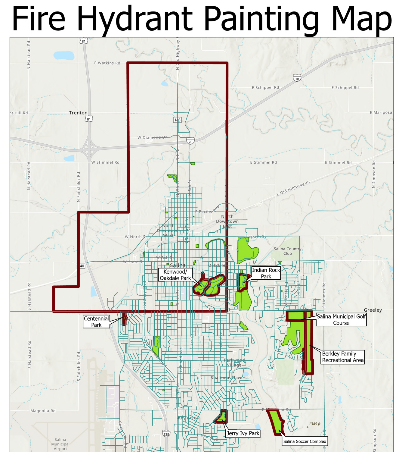 Fire Hydrant painting map. Screenshot from the City Commission packet for Oct. 27