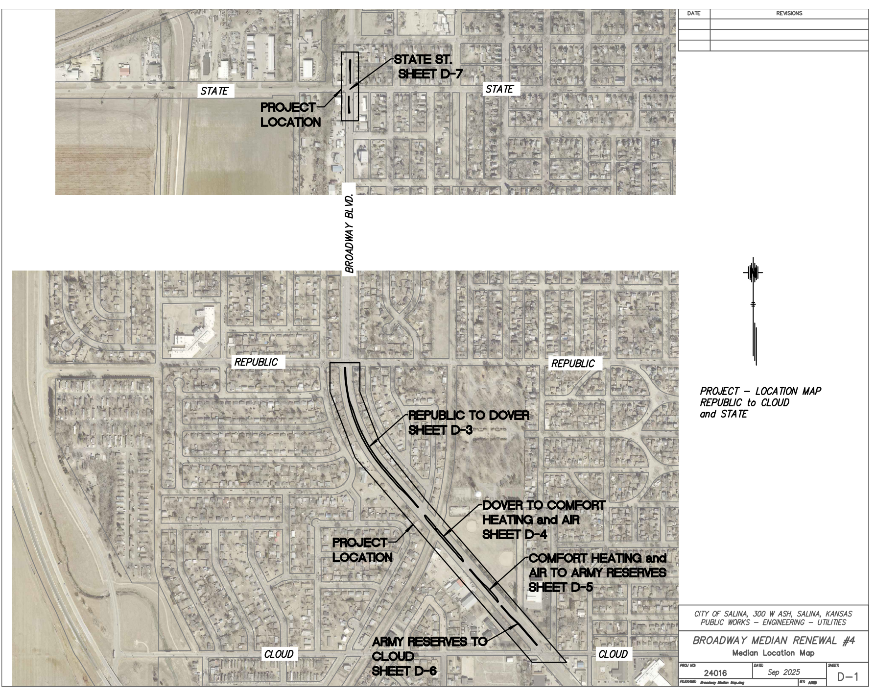 Reconstruction map for medians along Broadway Blvd. Screenshot from the October 27 city commission packet
