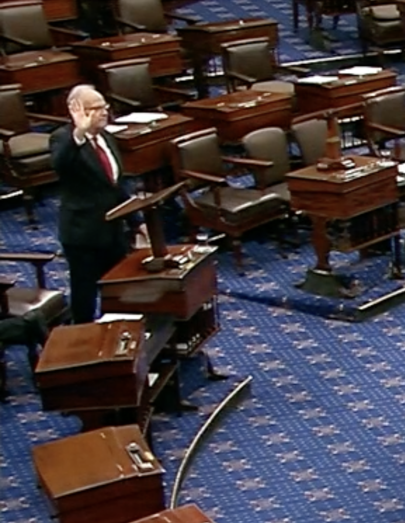 Kansas U.S. Senator Jerry Moran casting his vote on Tuesday -image courtesy CSPAN