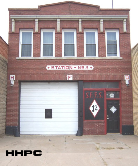 Fire Station No. 3 - Sons Of Silence motorcycle club - 516 S. Main  - Dec. 4, 2017 (owned by Eugene Hall). Courtesy of the Conard-Harmon Collection.