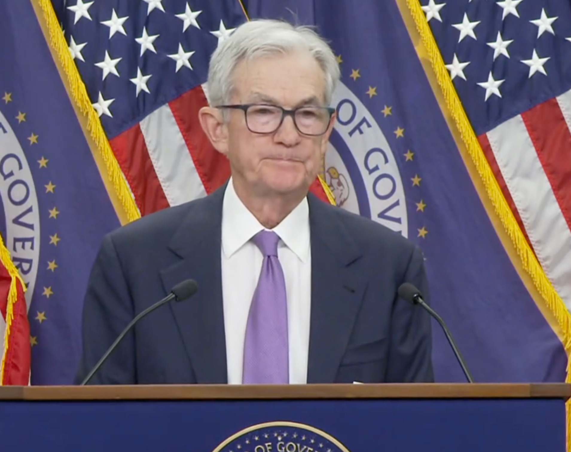 Fed Chairman Jerome Powell during the announcement on Wednesday-image courtesy CSPAN