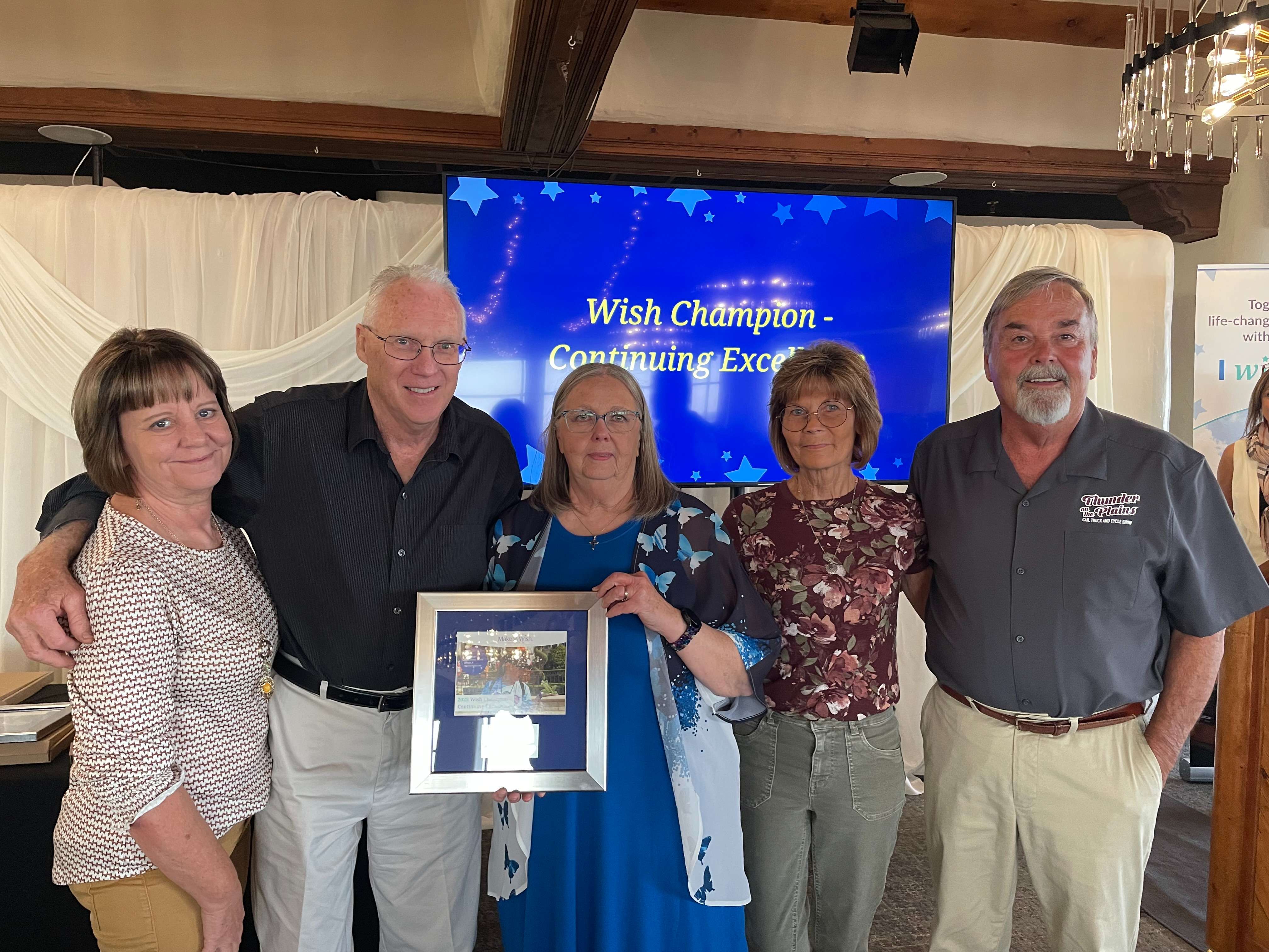 Thunder on the Plains members honored with this year's&nbsp;Wish Champion – Continuing Excellence Award. Cristi Roy, Rod Roy, Jackie Lang, Patti Lonnon, John Lonnon.&nbsp;Photos courtesy Thunder on the Plains