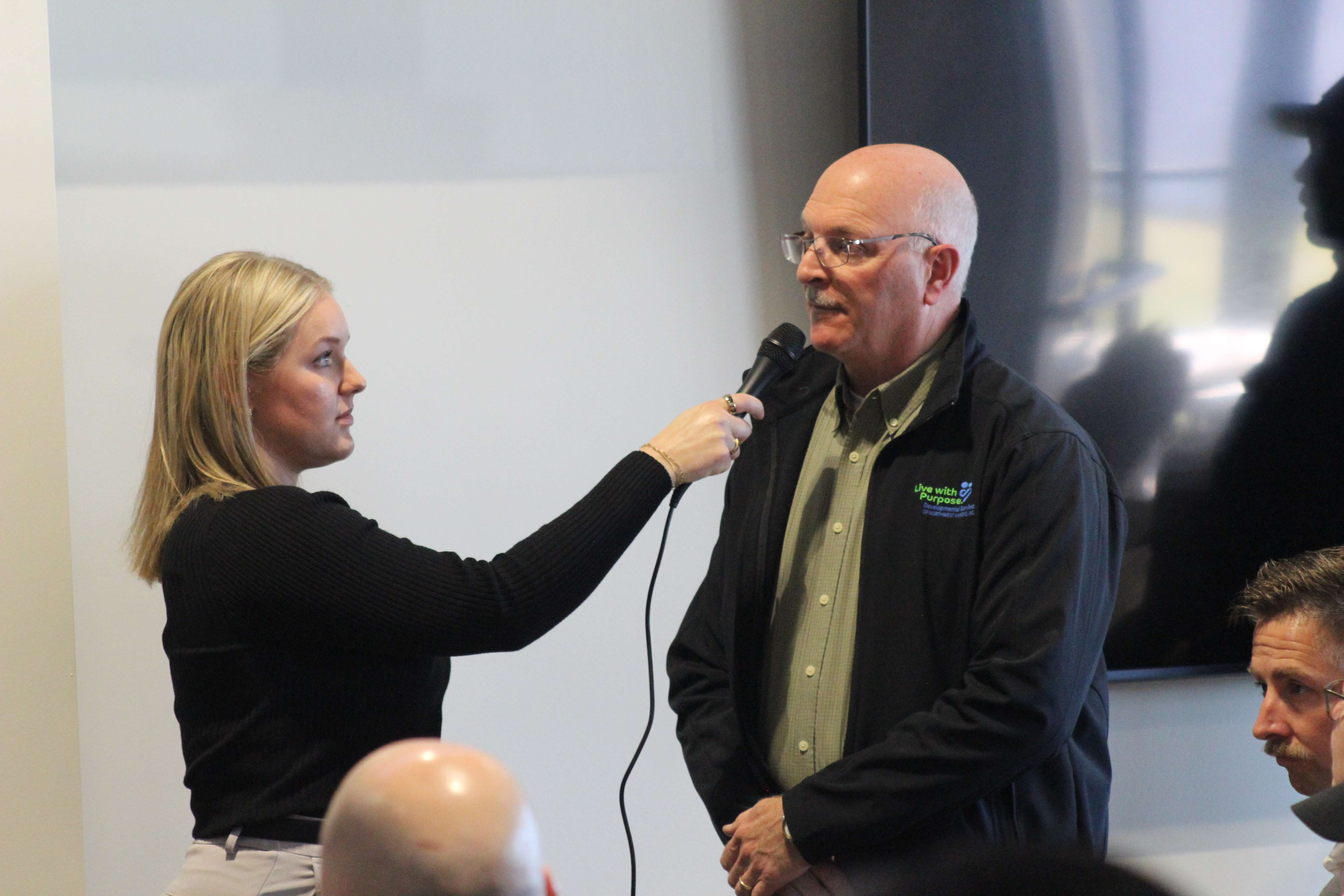 Jerry Michaud, DSNWK executive director, expressed concerns about the hourly wage for direct care workers serving people who have developmental disabilities and about funding for public transportation. Photo by Cristina Janney/Hays Post