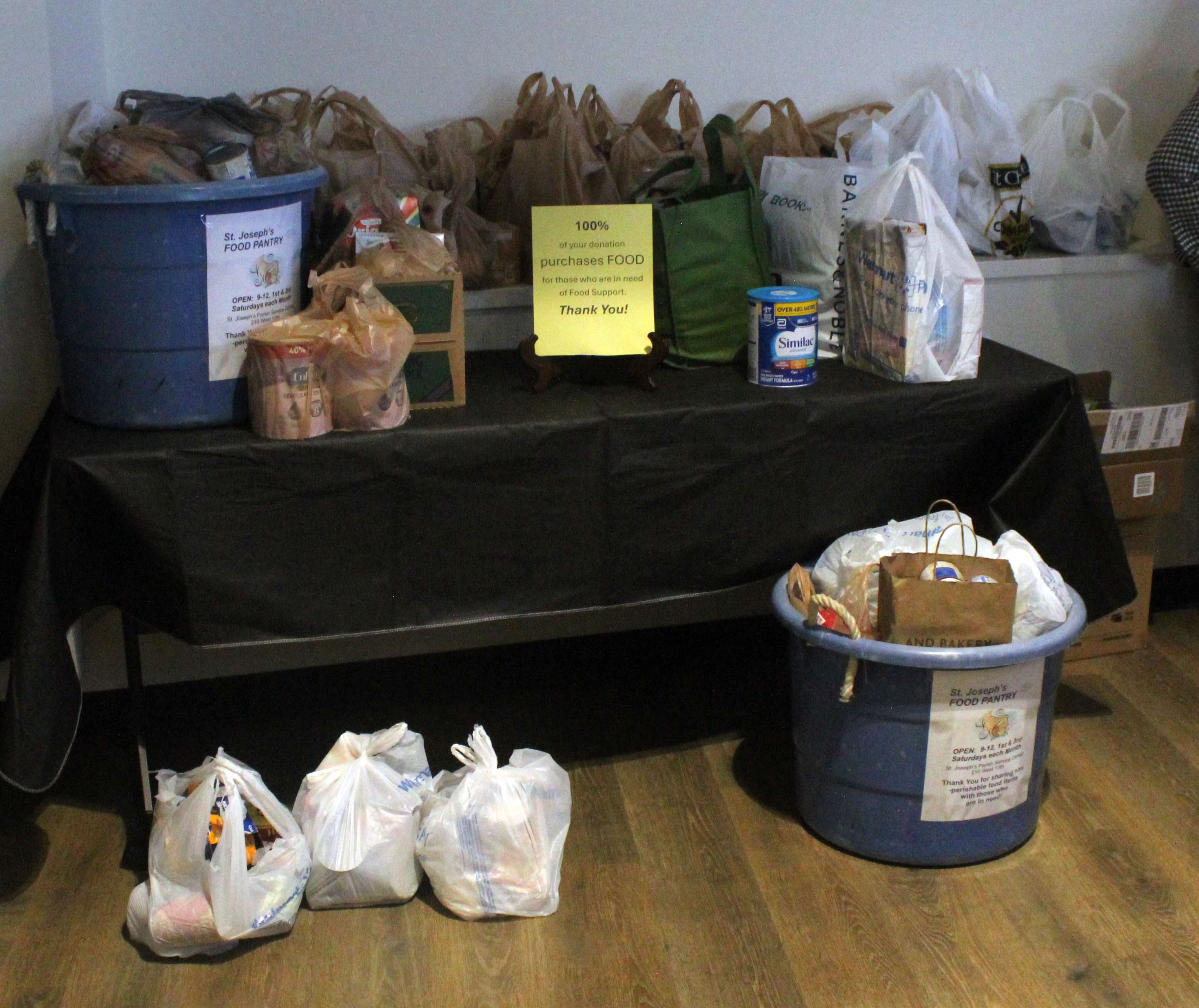In light of the suspension of SNAP benefits for November due to the federal government shutdown, attendees of the listening tour were encouraged to bring food donations to the event on Wednesday. The food was donated to the St. Joseph Food Pantry in Hays. Photo by Cristina Janney/Hays Post