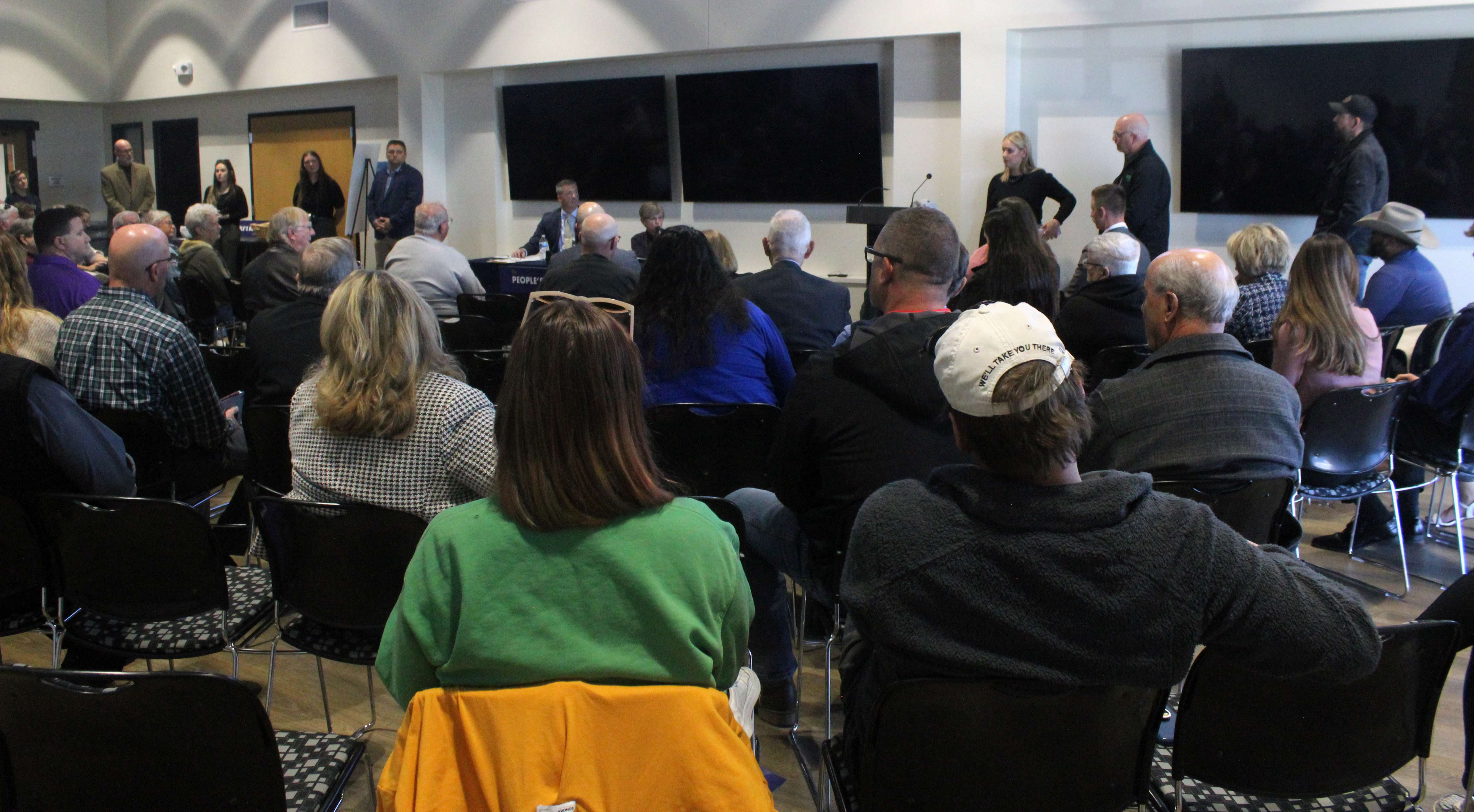 About 80 residents attended Gov. Laura Kelly's People's Budget Listening Tour stop on Wednesday in Hays. Kelly gave remarks, then opened the floor to public questions and comments. Photo by Cristina Janney/Hays Post