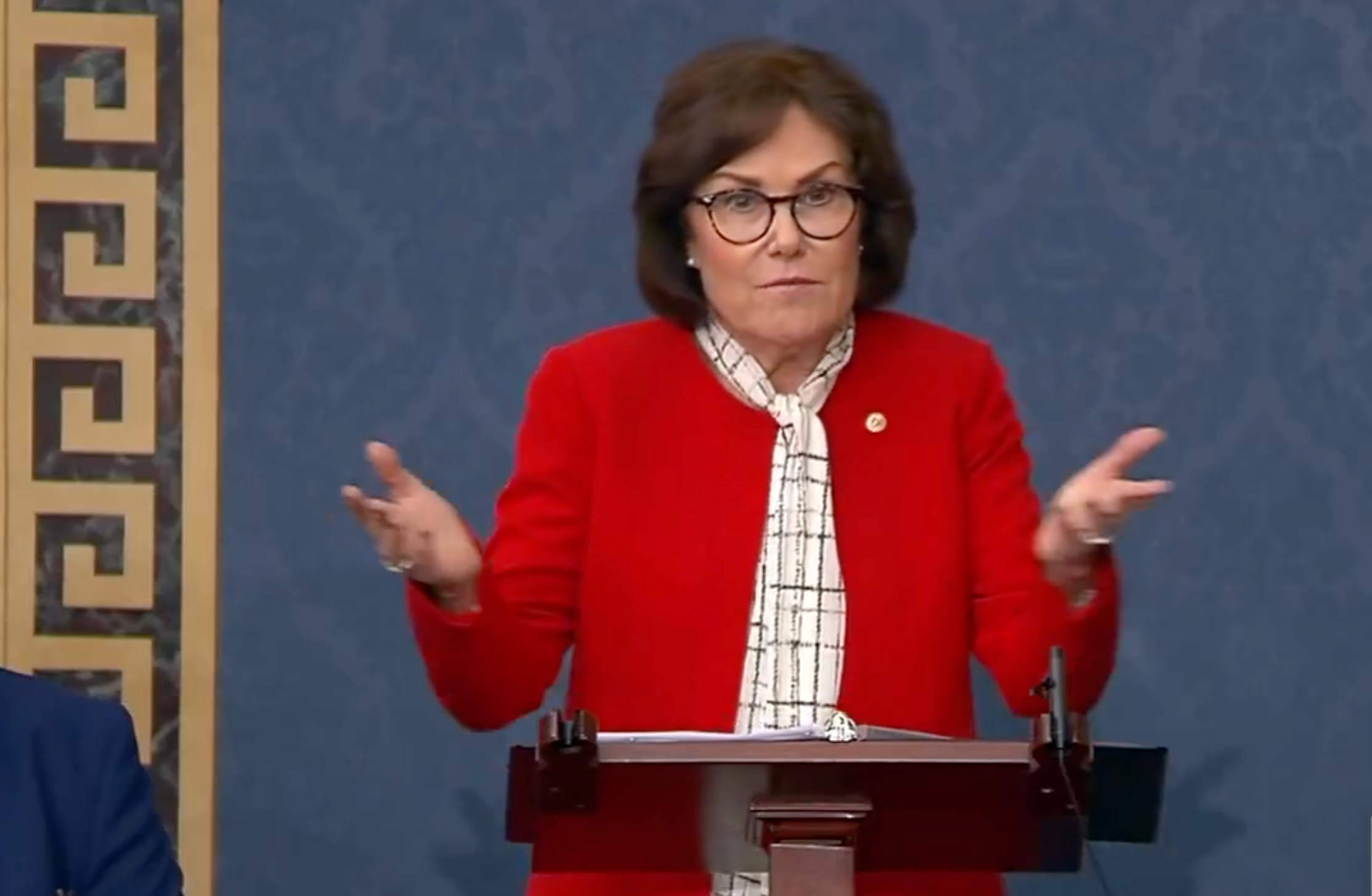 Nevada Democrat Senator Jacky Rosen speaking on the Senate floor Thursday-image courtesy CSPAN