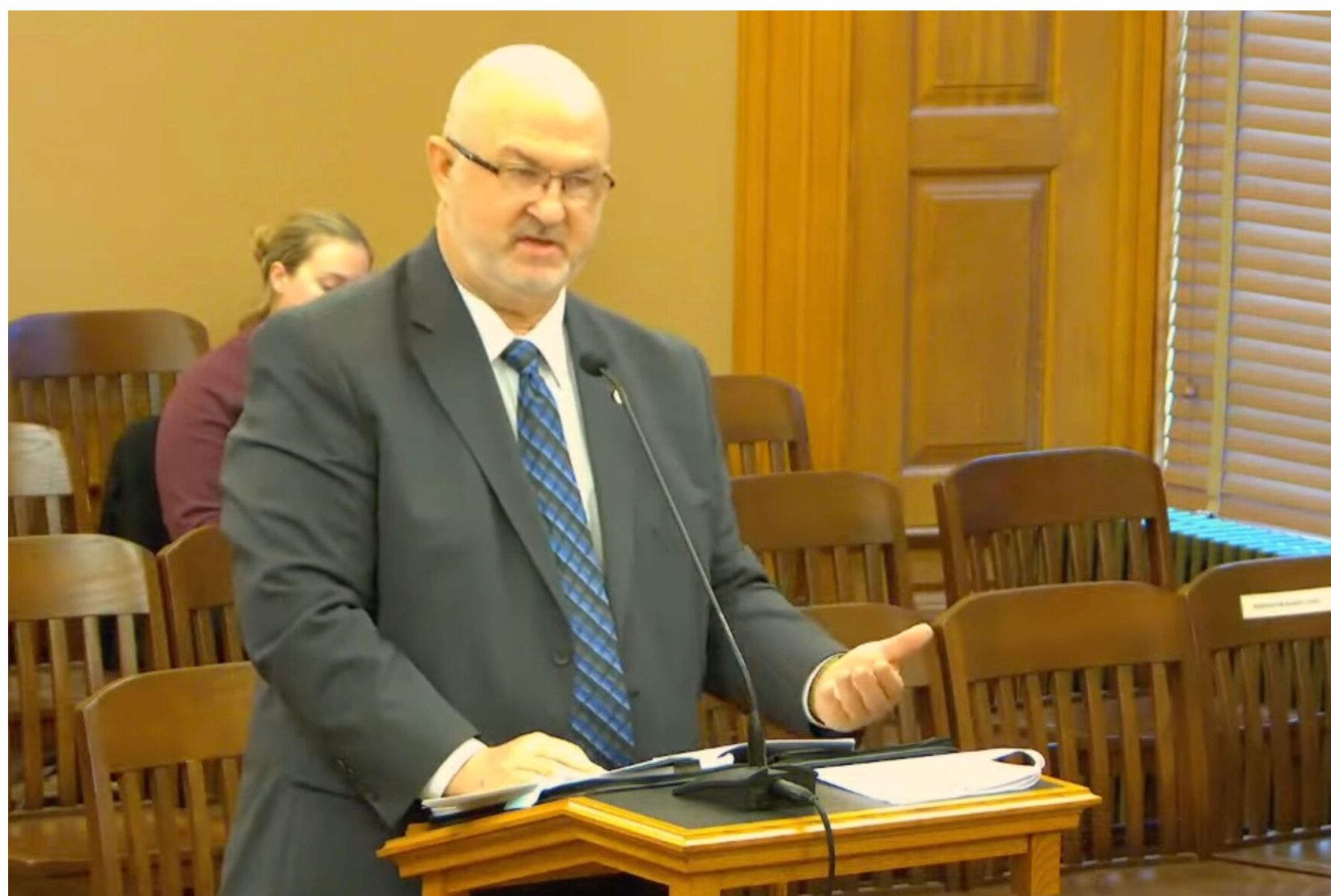 Kansas inspector general Steven Anderson, who spoke on Oct. 21, 2025, to the Senate Committee on Government Efficiency, earned expanded authority from the 2025 Legislature to scrutinize public health, food and cash assistance programs. (Kansas Reflector screen capture of Kansas Legislature video)