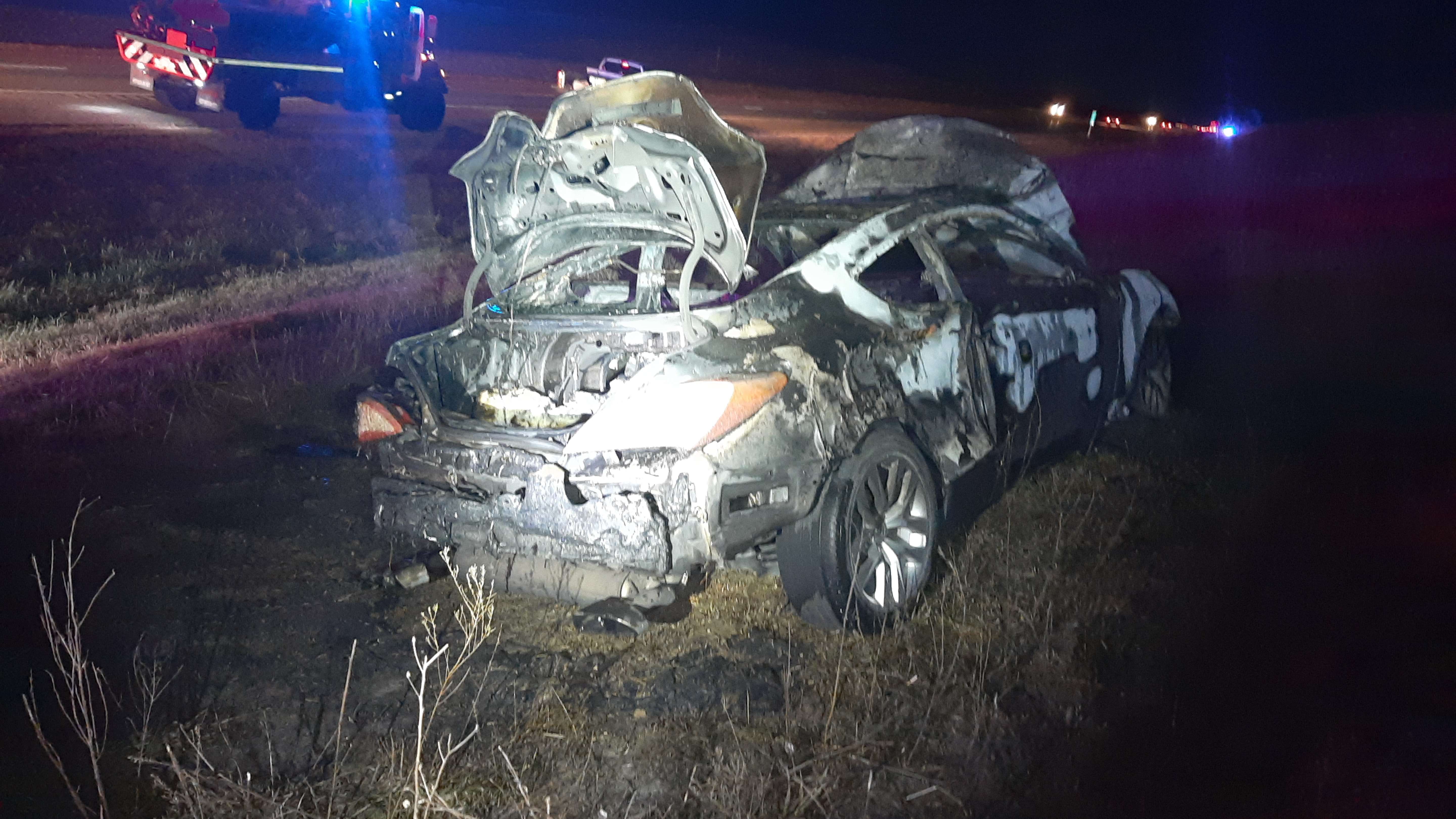 black 2014 Hyundai consumed after fire. Courtesy of Saline County Sheriff's Office