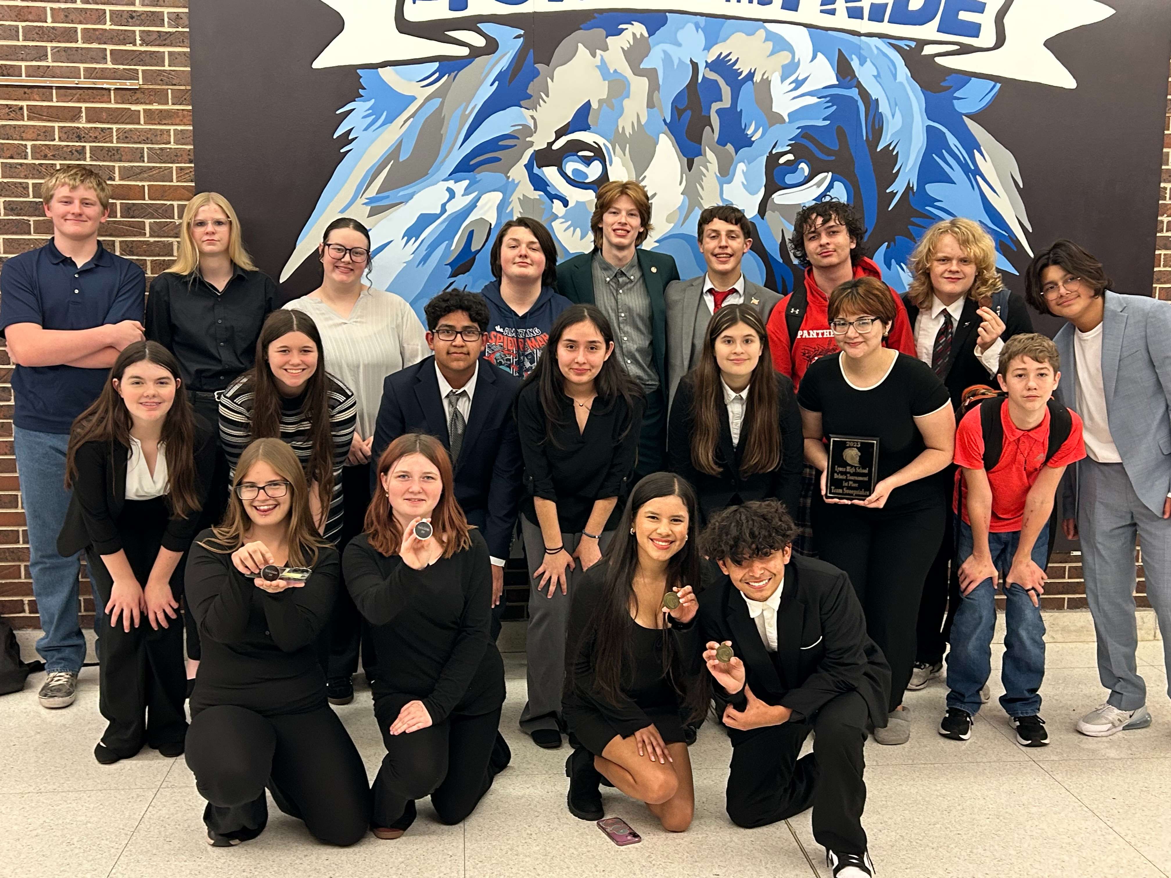 Lyons first place sweepstakes team -- Back row:&nbsp; Hunter Nelson-Crawford, Kim Peterson, Kyra Lewis, Hunter McClanahan, Zachary Hart, Ethan Harrington, Rhys Froetschner, Quinton Heath.&nbsp; Middle Row:&nbsp; Holly Ann Lutrell, Nevaeh Nagel, Jaaziel Hernandez, Melissa Gutierrez, Kendra Scheideman, Diana Stoddard, Korrie Christian, Elliot Jimenez.&nbsp; Front Row:&nbsp; Novalea Brand, Aliza Belcher, Lexi Hernandez and Sebastian Quezada