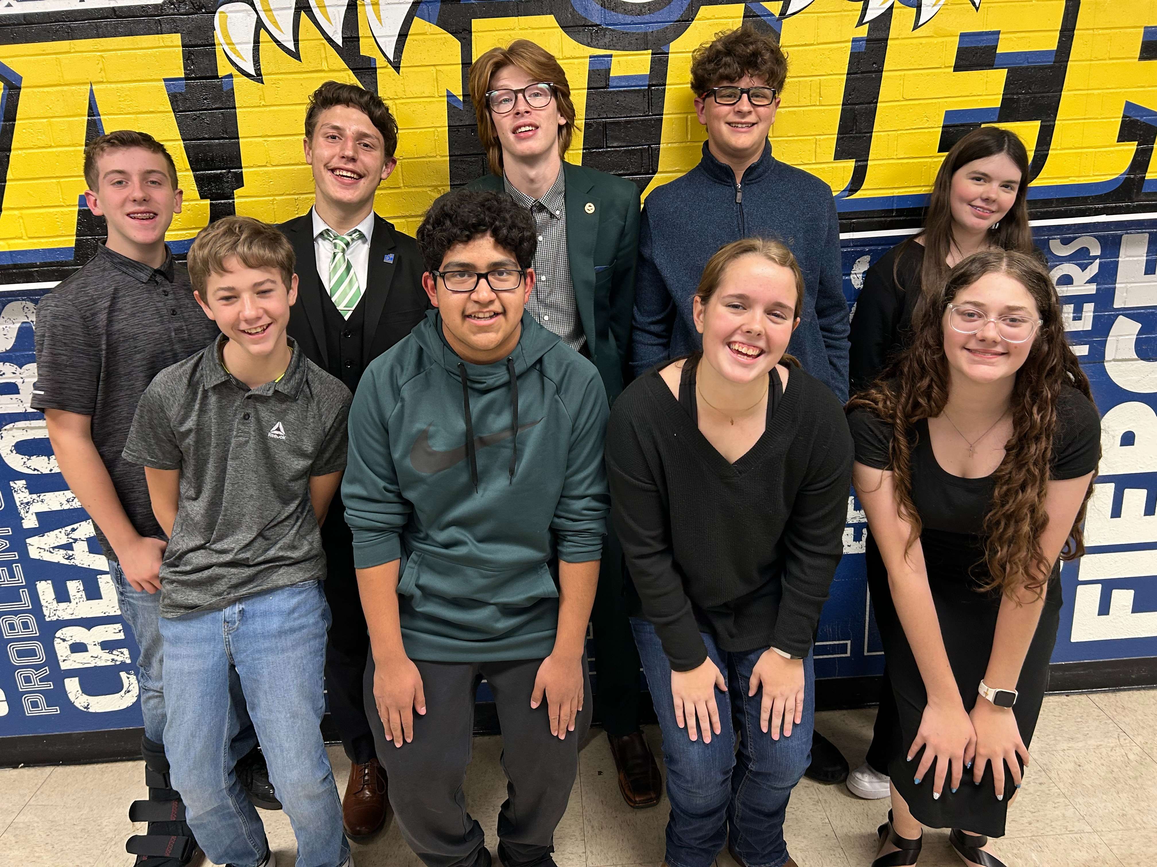 Nickerson team -- Back row:&nbsp; Callan Cavendar, Ethan Harrington, Zachary Hart, Tyler Scheurman, Holly Ann Lutrell.&nbsp; Front row:&nbsp; Korrie Christian, Jaaziel Hernandez, Grace Miller and Aubree Lewis