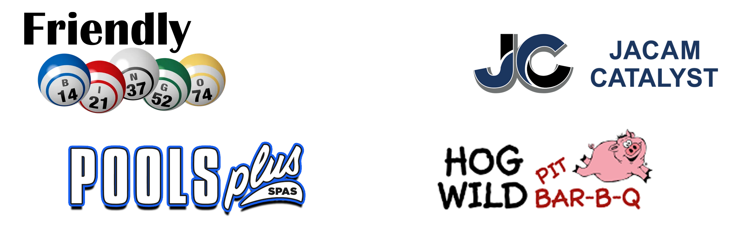 Friendly Bingo, JACAM Catalyst, Pools Plus and Hog Wild Pit Bar-B-Q donated $500 each to the Food Bank of Reno County. 