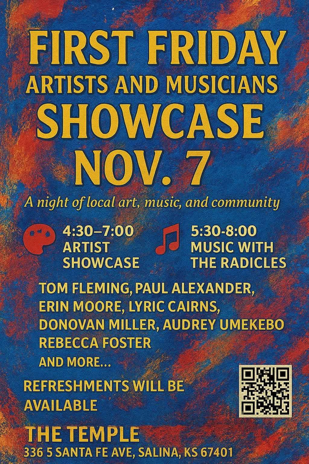 The Temple has announced a celebration of the&nbsp;<i>Final First Friday</i>&nbsp;event of the year, that will consist of an evening full of art, music and community on Friday, November 7. Courtesy of The Temple