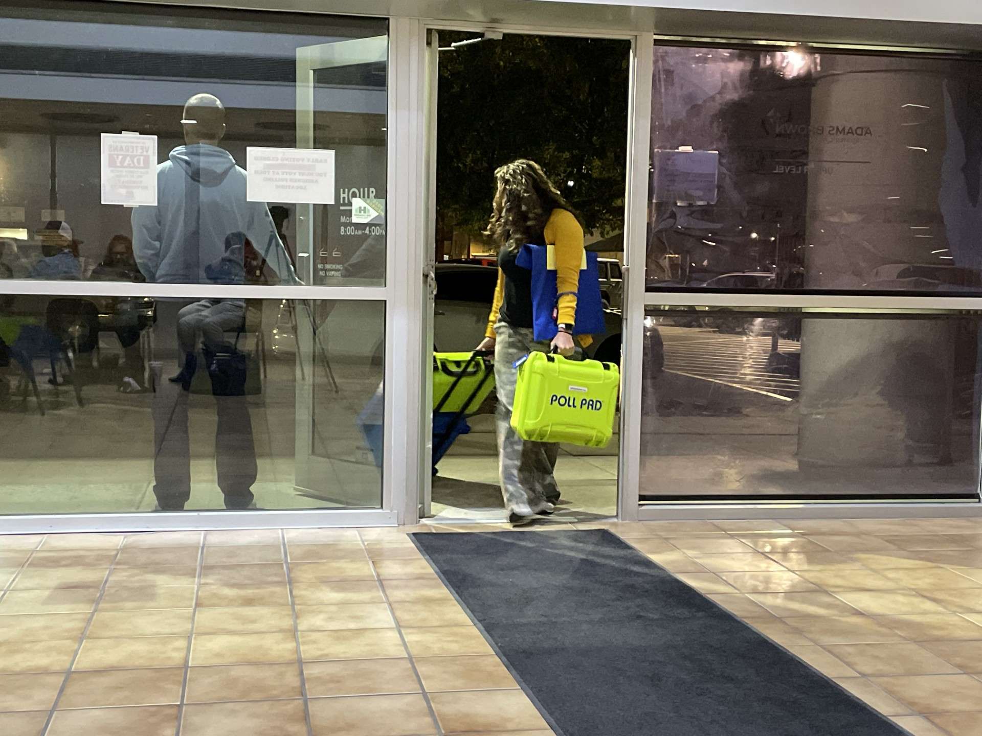 Ballots arriving at the Ellis County Administration Center, Hays, after polls closed in Tuesday's local elections. Photo by Becky Kiser/Hays Post&nbsp;