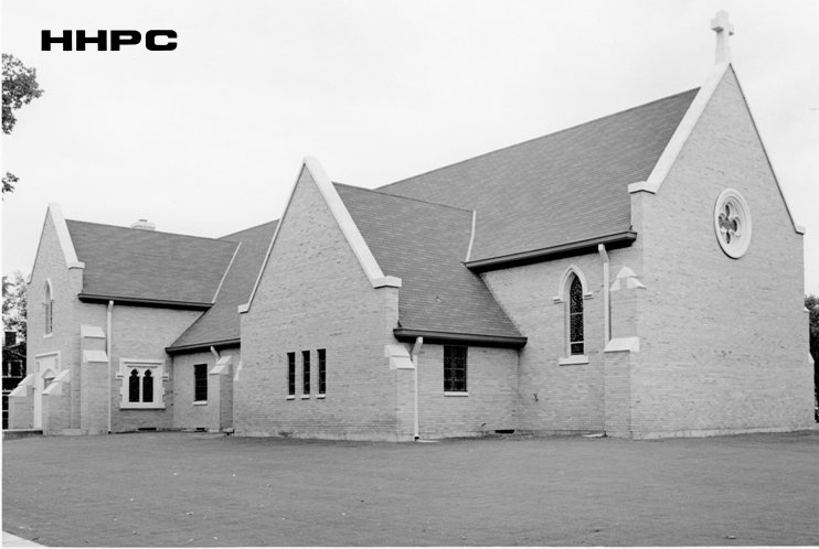 Grace Episcopal Church Exterior at Completion - 2 Hyde Park Drive - Late 1951. Courtesy of the Conard-Harmon Collection.