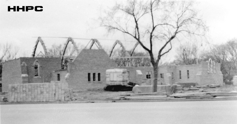 Grace Episcopal Church Construction - 2 Hyde Park Drive - 1951. Courtesy of the Conard-Harmon Collection.