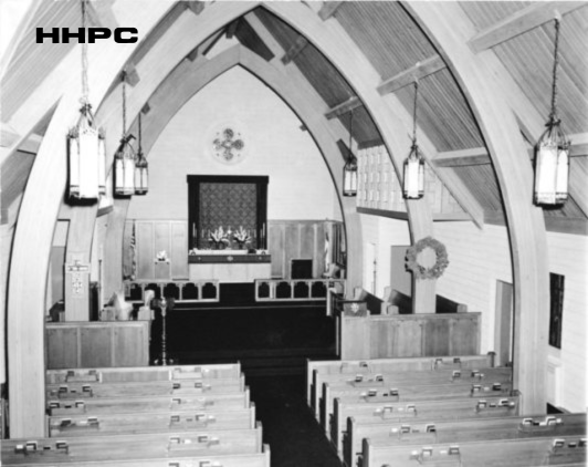 Grace Episcopal Church Interior Chancel (Altar & Seating) - 2 Hyde Park Drive - Aug. 31, 1952 (Dedication). Courtesy of the Conard-Harmon Collection.